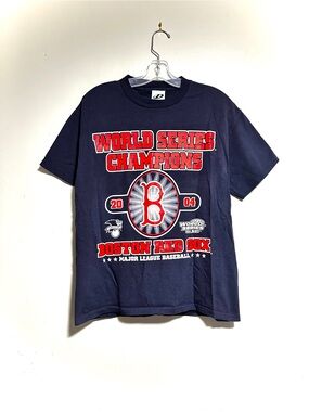 2004 Vintage Boston Red Sox World Series Champions Navy Graphic Tee